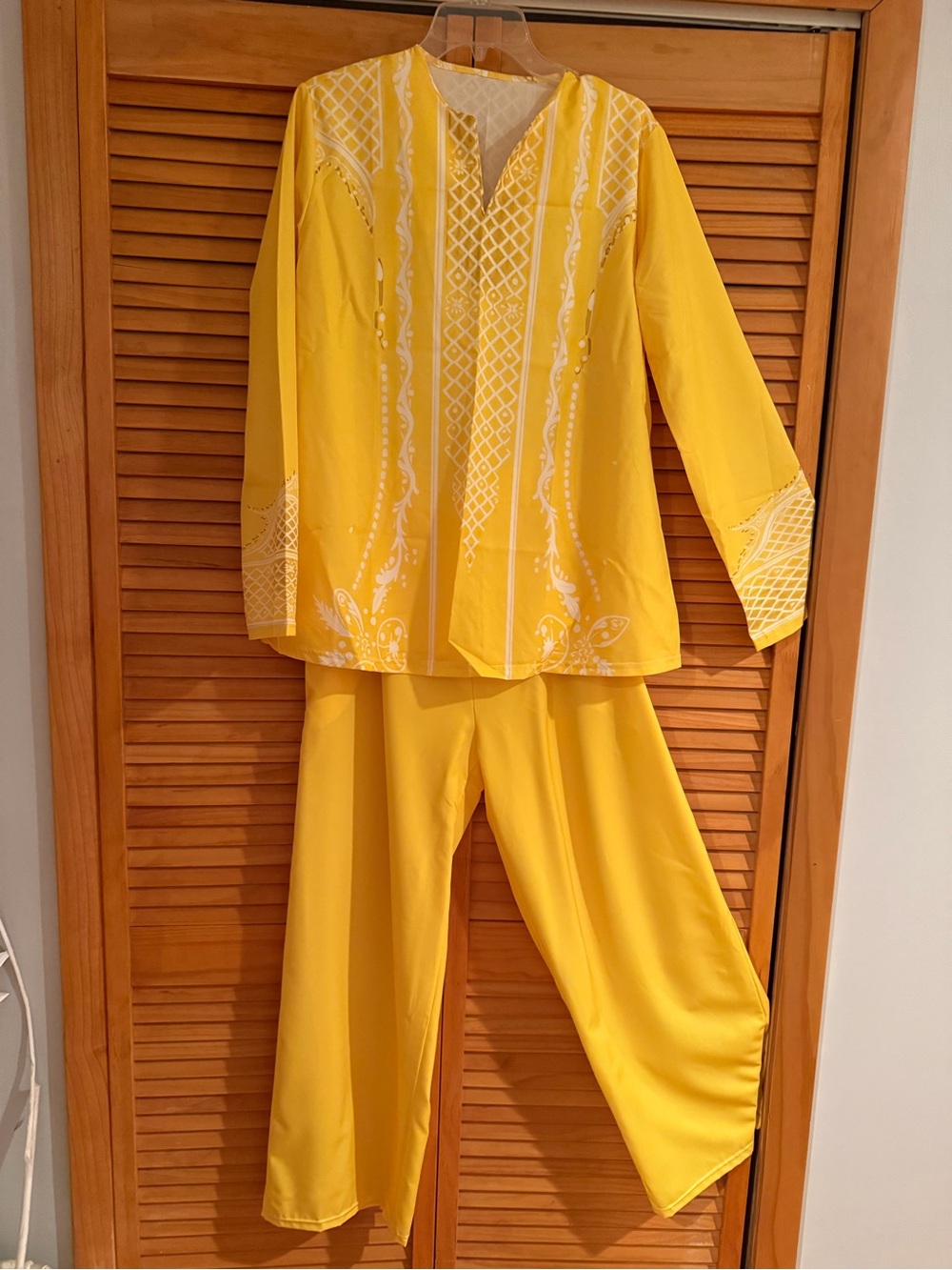 Woman’s Yellow Two-Piece Set - Bright Yellow - size l/xl